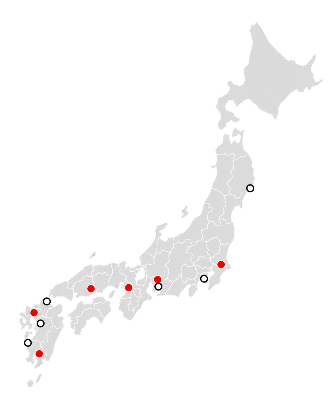 RCSの支部・出張所を示した日本地図
