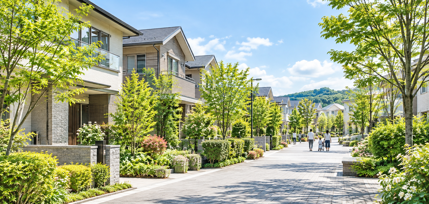 緑豊かな地域社会の住宅街