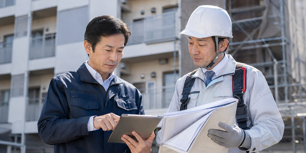 建設工事の図面と施工管理用品
